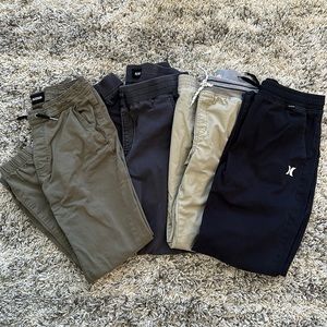 Bundle of 4 boy’s pants. Great used condition sizes L-XL Hurley, Hudson.